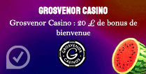 Grosvenor Casino: 20£ de bonus de bienvenue